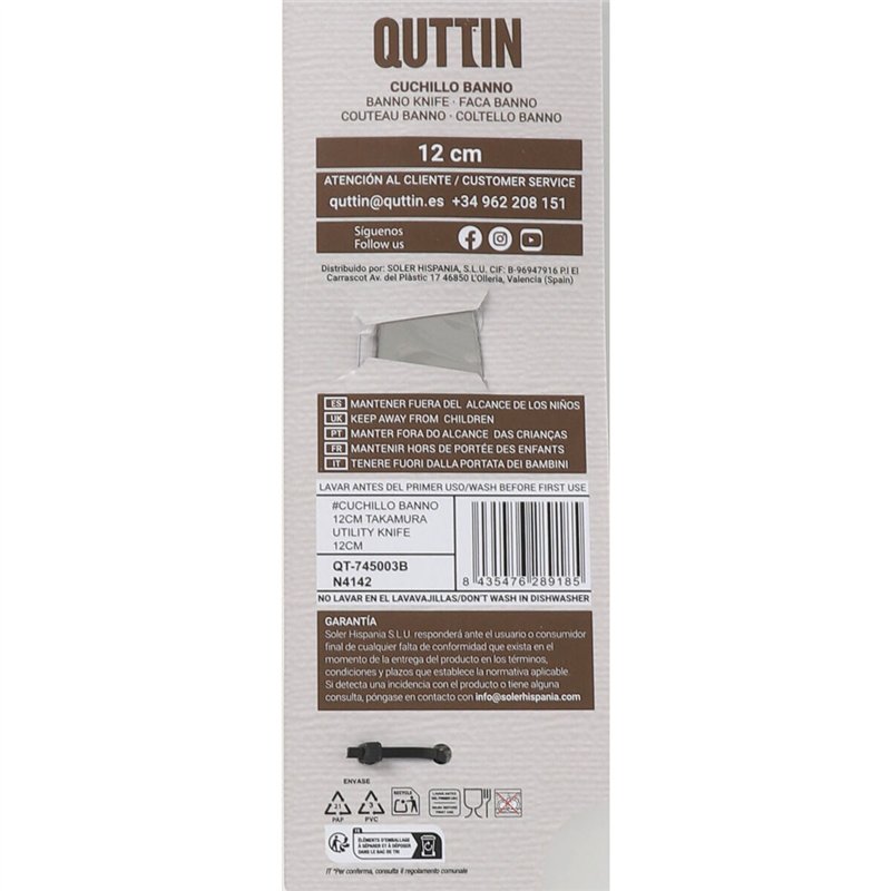 Image secondaire de Couteau de cuisine Quttin Banno Takamura Marron Argenté 12 cm (12 Unités)