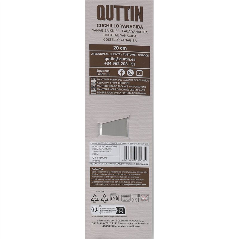Image secondaire de Couteau de cuisine Quttin YANAGIBA Takamura Marron Argenté 20 cm (12 Unités)