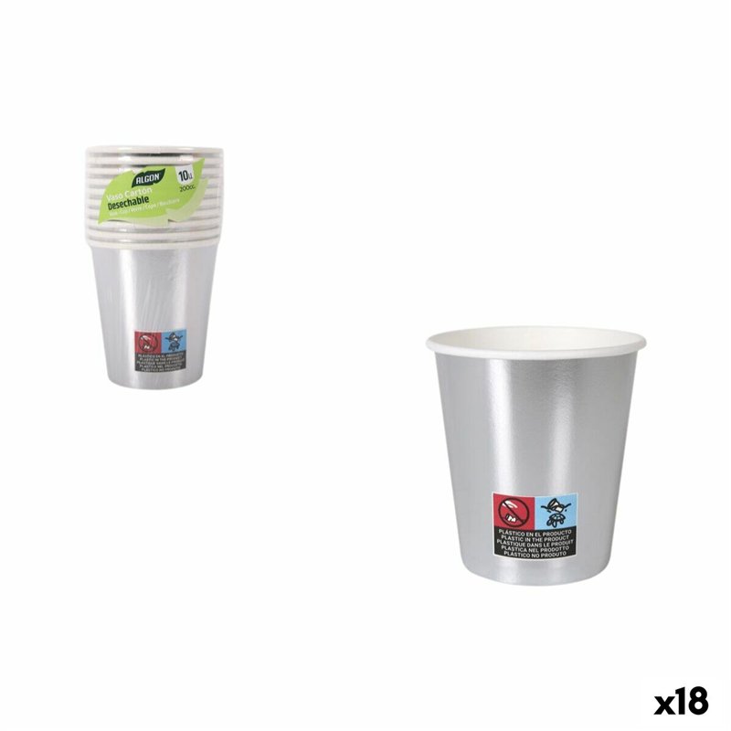 Set de Verres Algon Argenté 200 ml 10 Pièces (18 Unités)