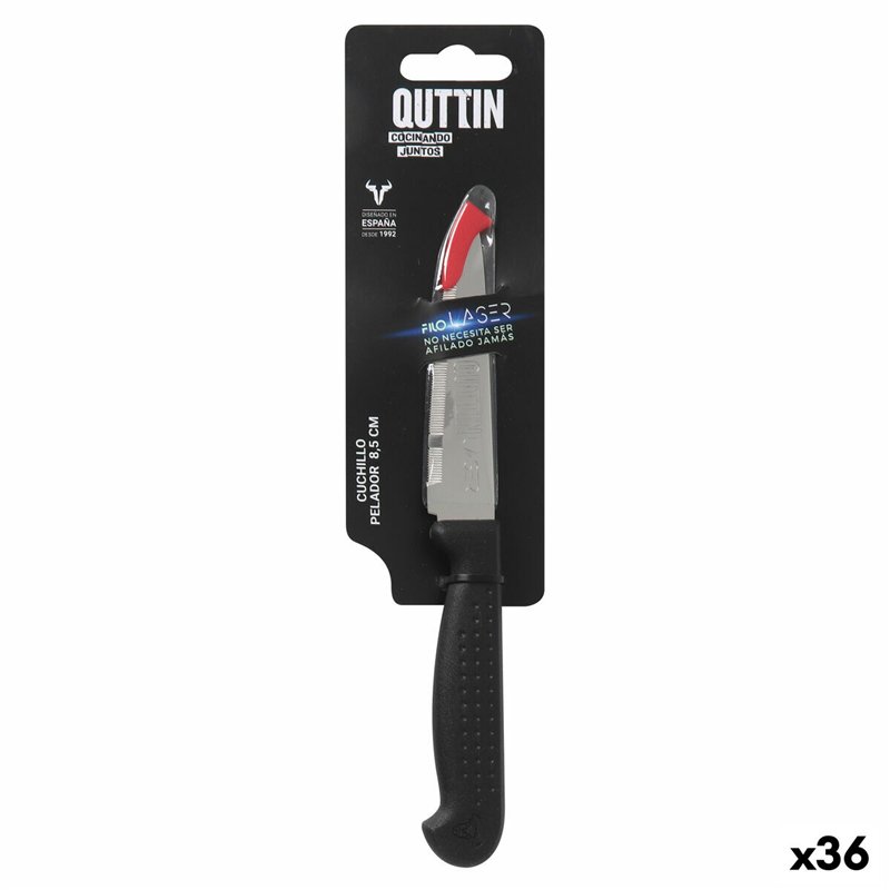 Eplucheur Quttin Laser Noir Argenté Acier inoxydable 8,5 cm (36 Unités)