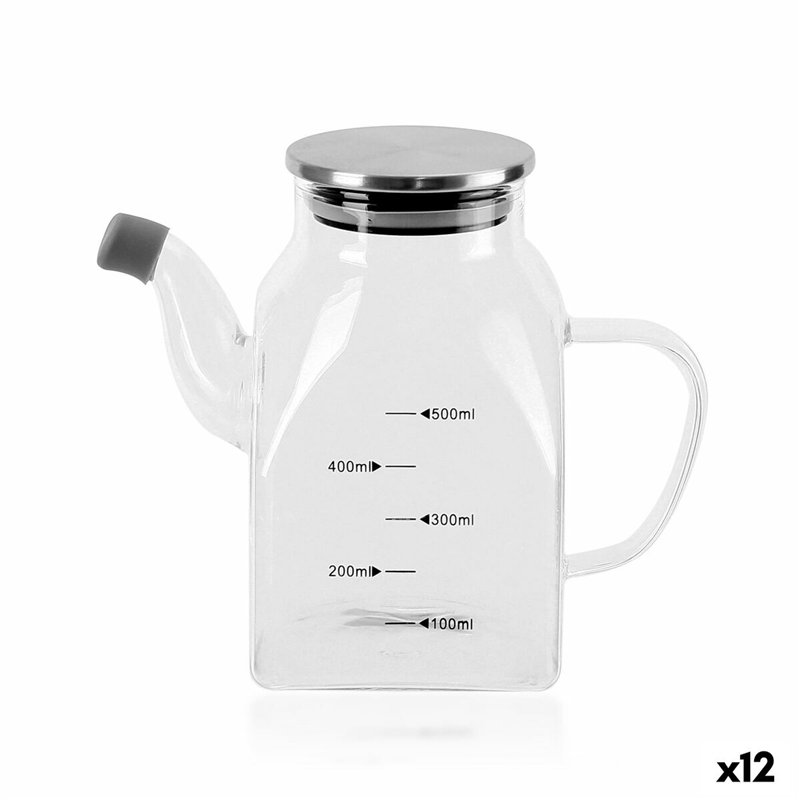 Huilier La Mediterránea Transparent Argenté Métal Verre Borosilicaté 0,5 L (12 Unités)