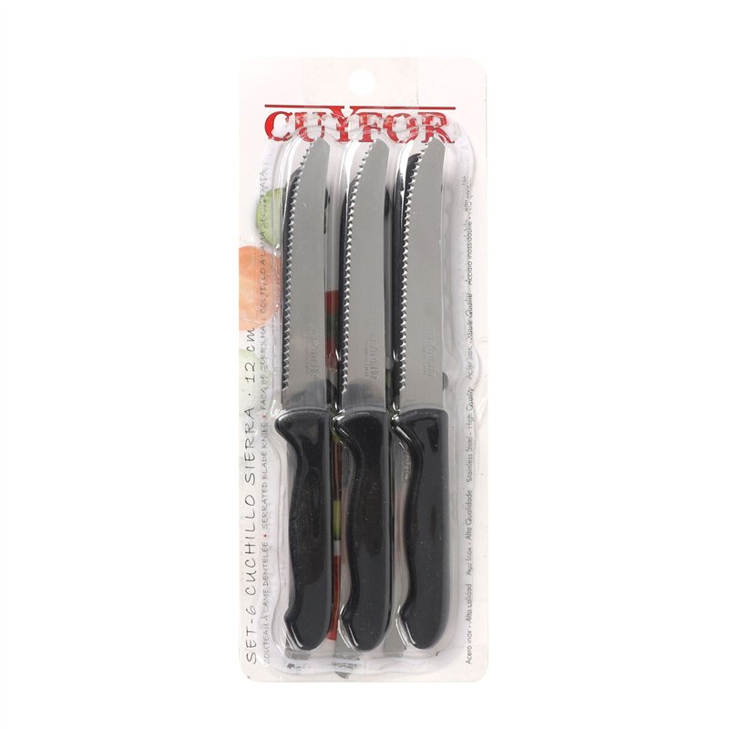 Image secondaire de Ensemble de couteaux à viande Cuyfor Noir Argenté 12 cm 6 Pièces (24 Unités)