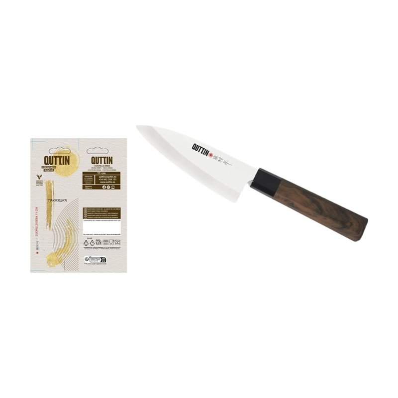 Image secondaire de Couteau de cuisine Quttin DEBA Takamura Marron Argenté 11 cm (12 Unités)