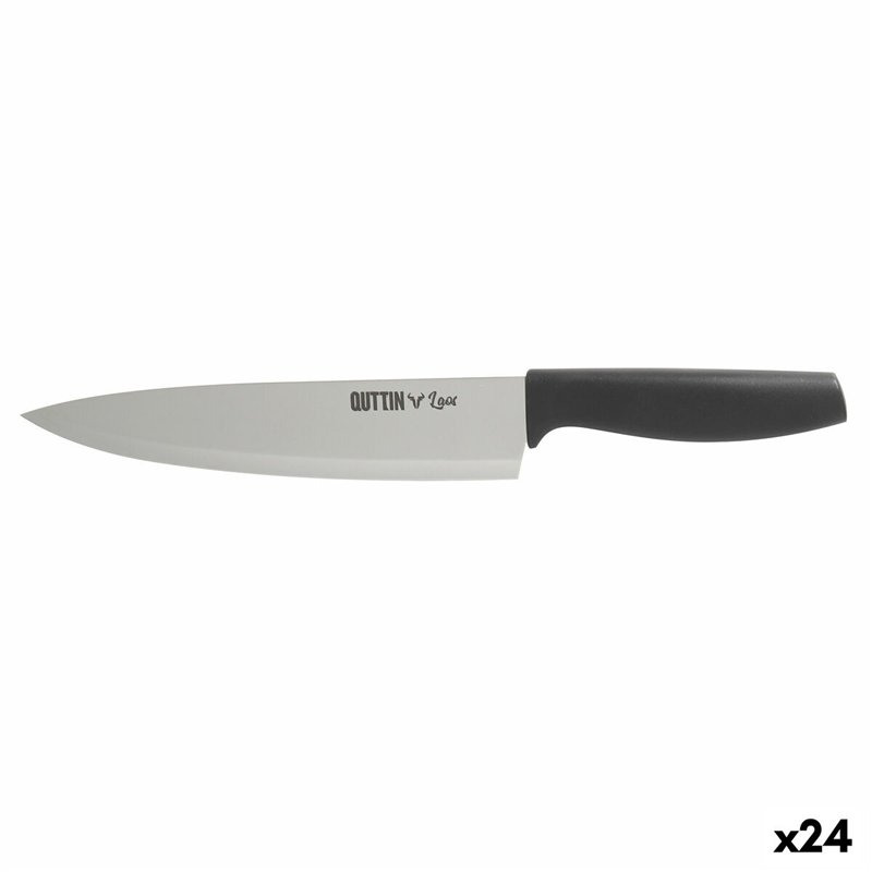 Couteau de cuisine Quttin Laos Noir Argenté 20 cm (24 Unités)