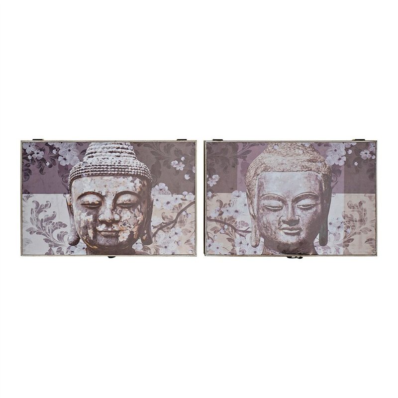 Boîte Décorative DKD Home Decor Gris Bois MDF Buda Compteur (2 Unités)