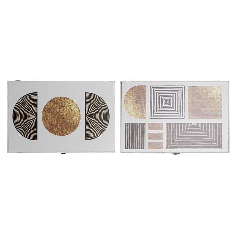 Boîte Décorative DKD Home Decor Noir Doré Bois MDF (2 Unités)
