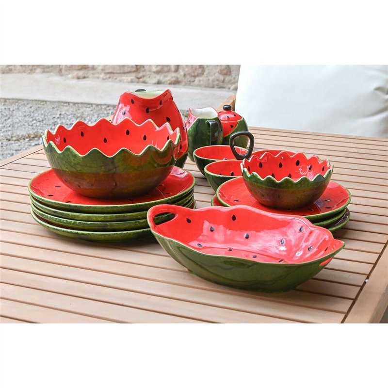 Image secondaire de Bol pour Apéritifs Home ESPRIT Rouge Vert Grès Pastèque 30 x 19,5 x 7,5 cm
