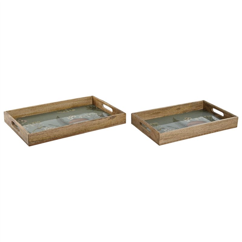 Jeux de plateaux Home ESPRIT Bleu Naturel Bois de manguier 43,5 x 27 x 5,5 cm (2 Unités)
