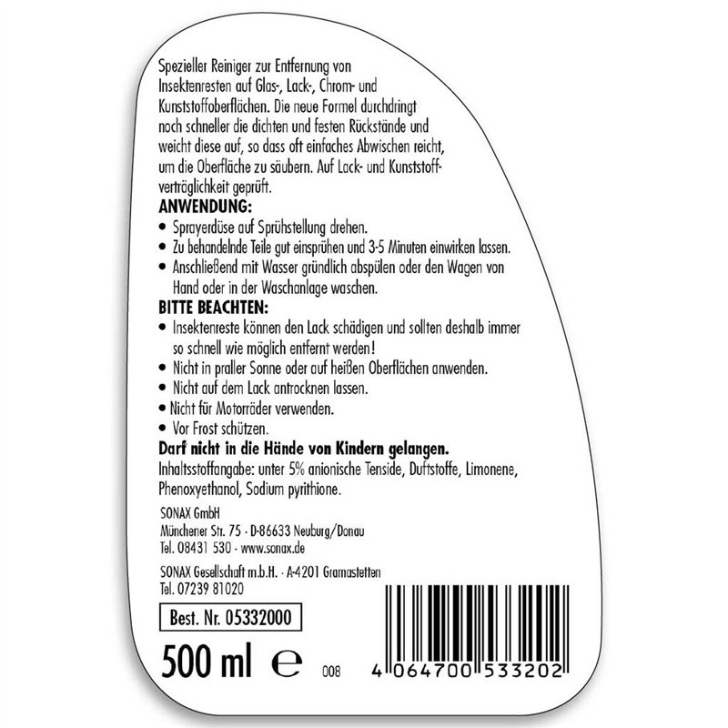 Image secondaire de Nettoyant pour insectes Sonax SX05332000 500 ml