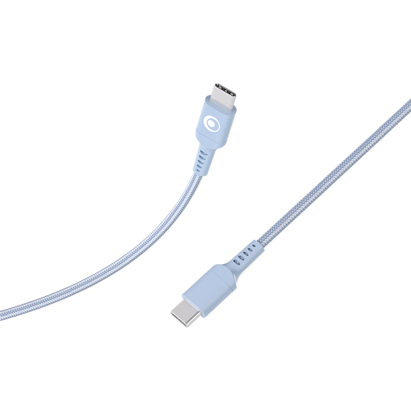 Câble Tissé USB C / USB C 3A 1.2m PD 60W Bleu Bigben