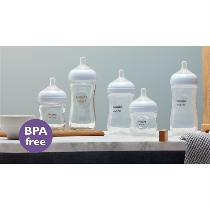 Kit nouveau-né - PHILIPS AVENT - Natural 3.0 - 2 Biberons 125ml + 2 Biberons 260ml + Sucette Ultra Douce 0-6M + Goupillon