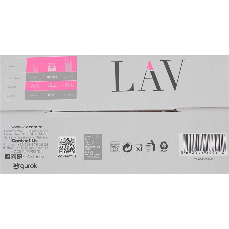Image secondaire de Set de Verres LAV ODN430PFT.61 4 Pièces (6 Unités)