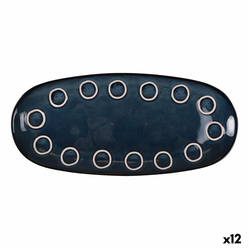 Plat à Gratin La Mediterránea Almudena Bleu Oblongue 33 x 14,8 x 2,7 cm (12 Unités)