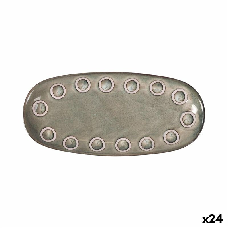 Plat à Gratin La Mediterránea Almudena Gris Oblongue 25 x 12 x 2,2 cm (24 Unités)