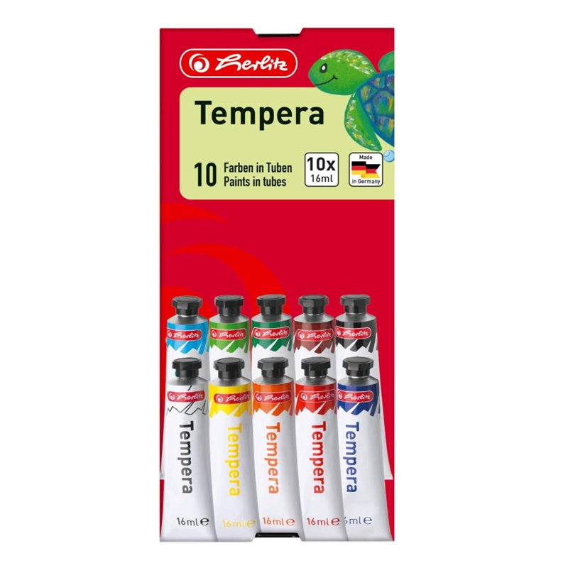 herlitz gouache en tube, couleurs assorties, boîte de 10,