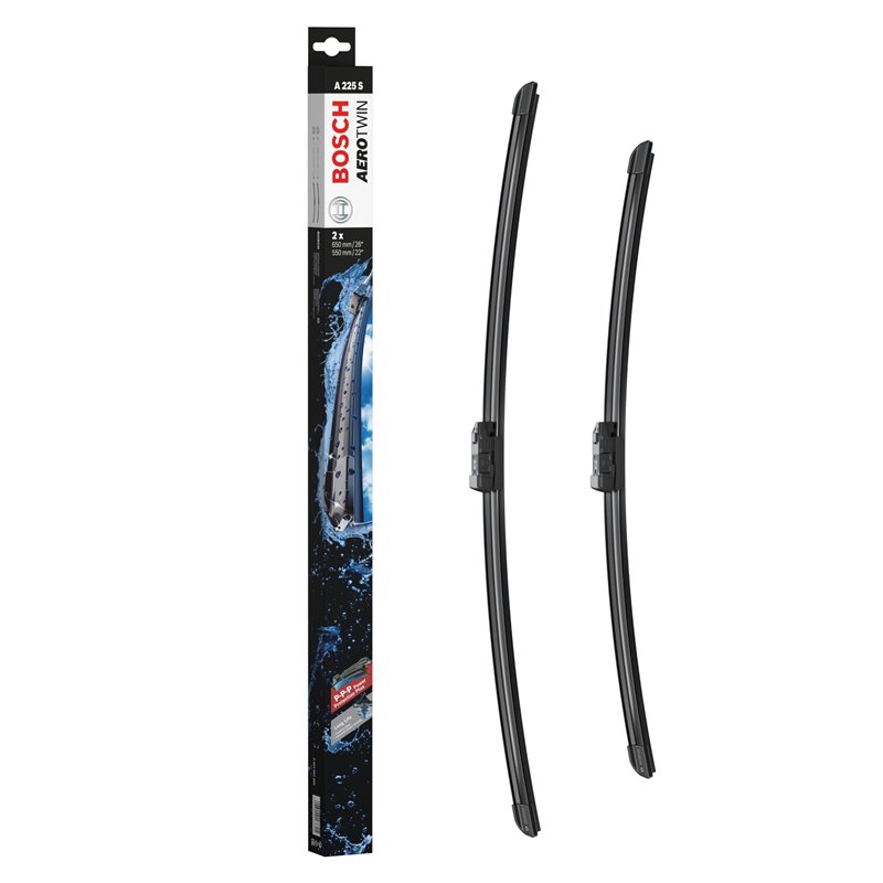 Bosch Balais d'Essuie–Glace Plats Aerotwin A225S, Longueur: 650mm/550mm – 1 Paire de Balais avant