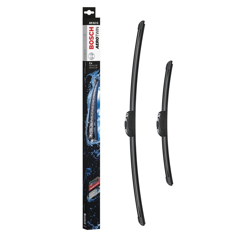 Bosch Balais d'Essuie–Glace Plats Aerotwin Retrofit AR813S, Longueur: 650mm/450mm – 1 Paire de Balais avant