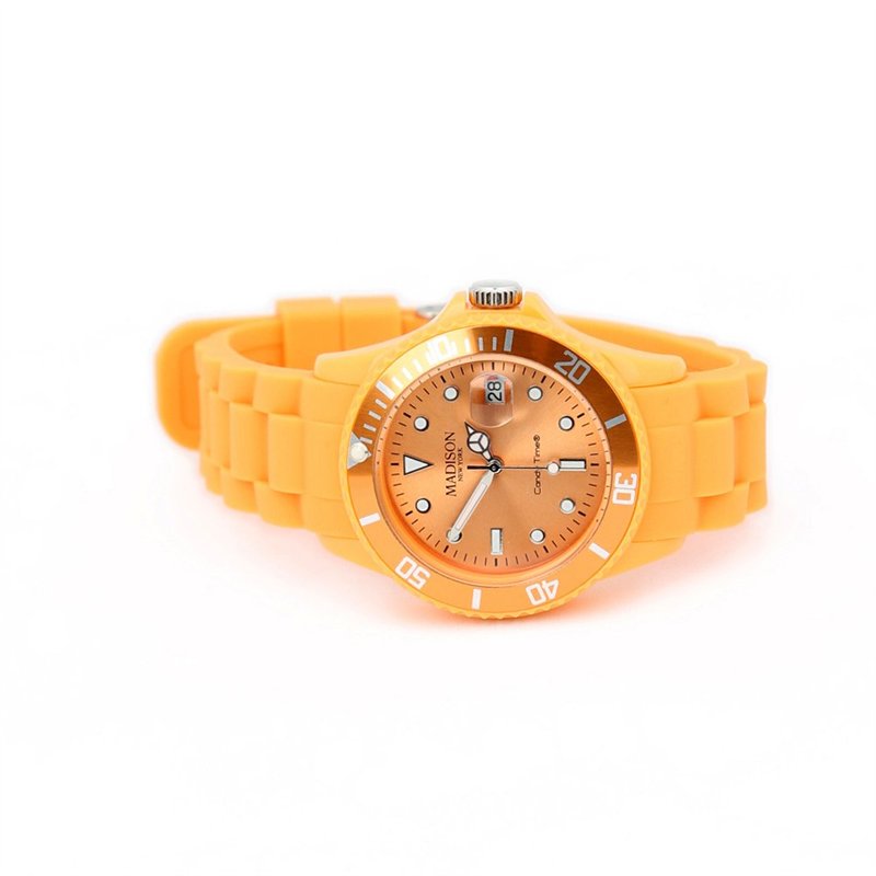 Image secondaire de Madison New York - SL4167PO - Montre Mixte - Quartz Analogique - Cadran Orange - Bracelet Silicone Orange