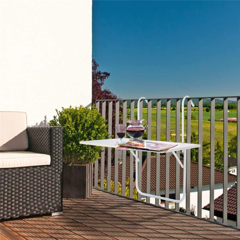 Image secondaire de HI Table de Balcon Pliable Suspendue Meuble de Jardin Patio Terrasse Extérieur