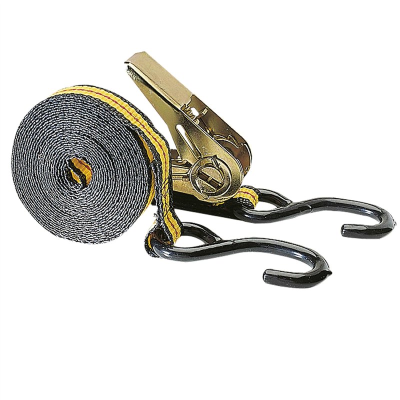 WERKA PRO - 00872 Sangle à cliquet 5 m à 2 crochets, Noir