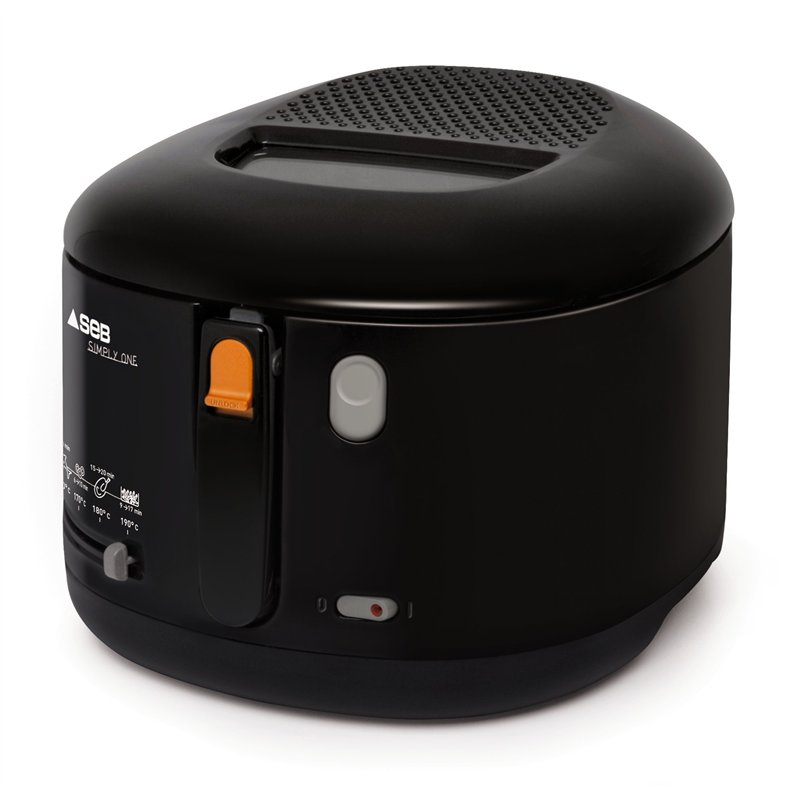 Seb Friteuse à huile, 1.2 kg de frites, Poignée rabattable, Hublot de contrôle, Compact, Simply One FF160800, Noir