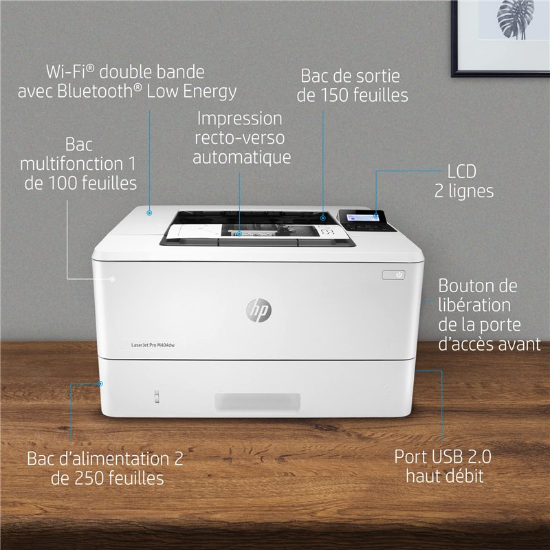 Image secondaire de LaserJet Pro M404dw Imprimante multifonction Laser noir et blanc (A4, Recto verso, Wifi, Bac grande capacité 250 feuilles)