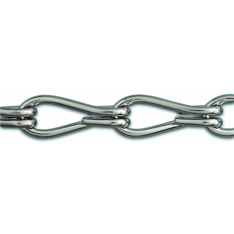 Chapuis, Chaîne non soudée double torsion, Acier nickelé, Charge de travail indicative 5 kg, Diam. 1,4 mm, Longueur 2,5 m, Idéal