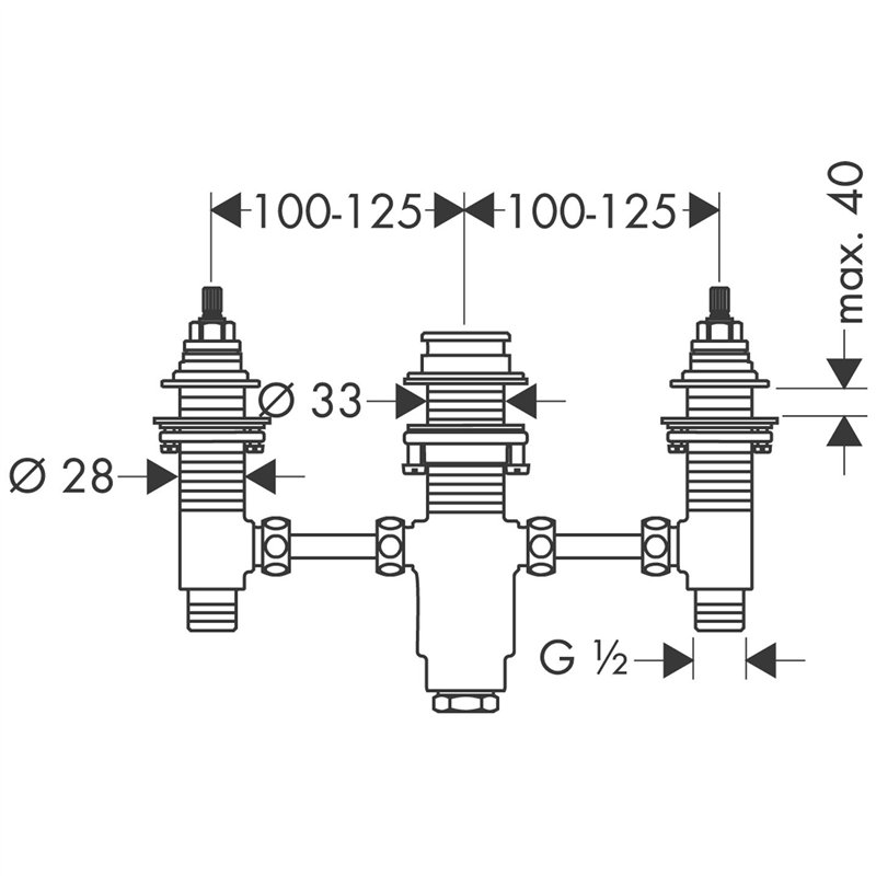 Image secondaire de hansgrohe Corps d'encastrement pour combiné mitigeur 3 trous de baignoire, 13233180