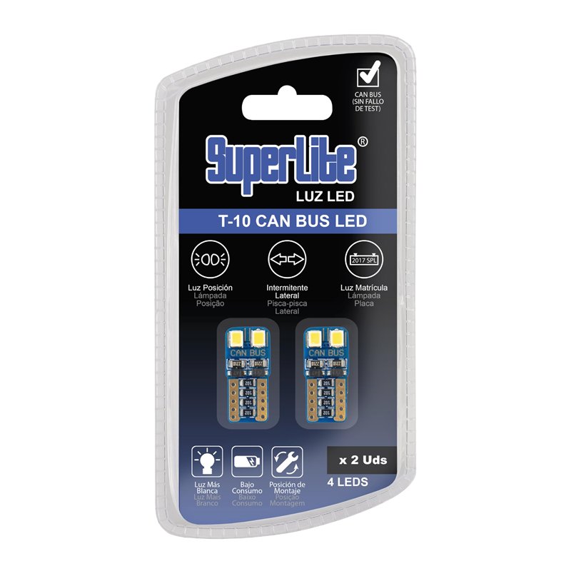 Image secondaire de Superlite BOM12642 2AMPOULES LED CANBUS W5W, T10, 501, 194 WHITE ICE 2UD (Il y a 2 ampoules et pas 4. 4 est le nombre de leds.)