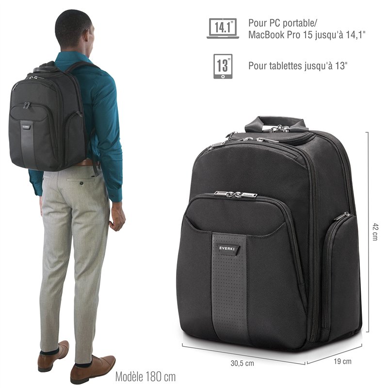 Image secondaire de Everki Versa 2 - Sac à dos Premium pour PC portables de max. 14,1“ (35,8 cm)/ MacBook Pro 15“ avec système breveté de protection