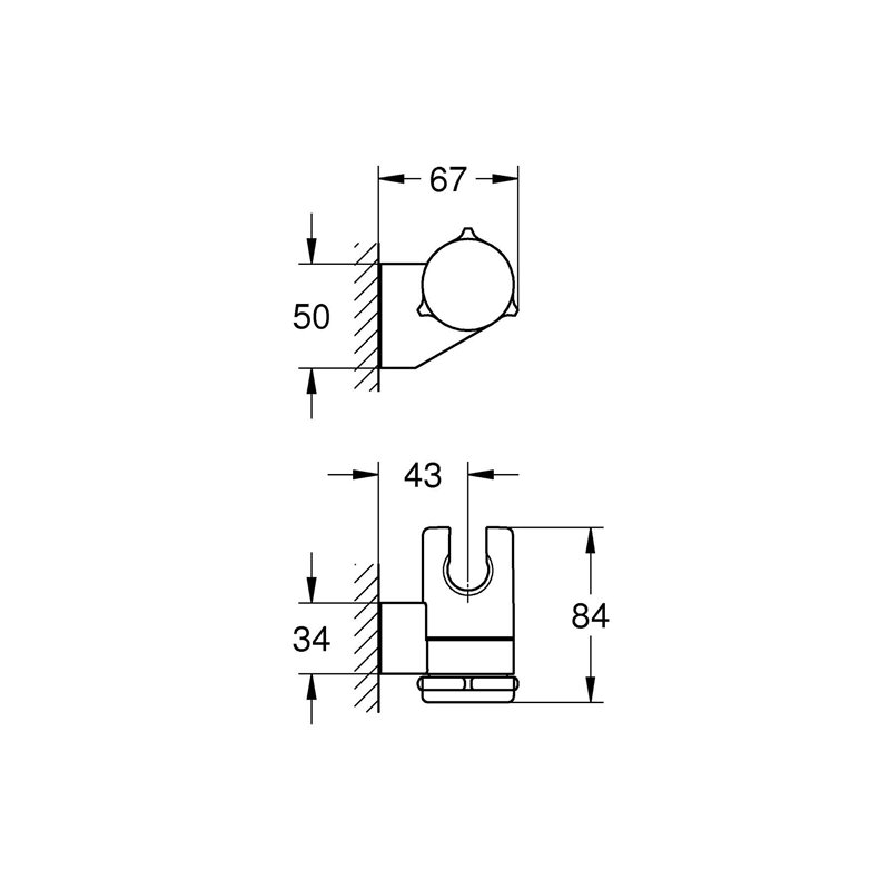 Image secondaire de GROHE Tempesta Support Mural pour Pommeau de Douche, Orientable, Chromé, 27595000 (Import Allemagne)