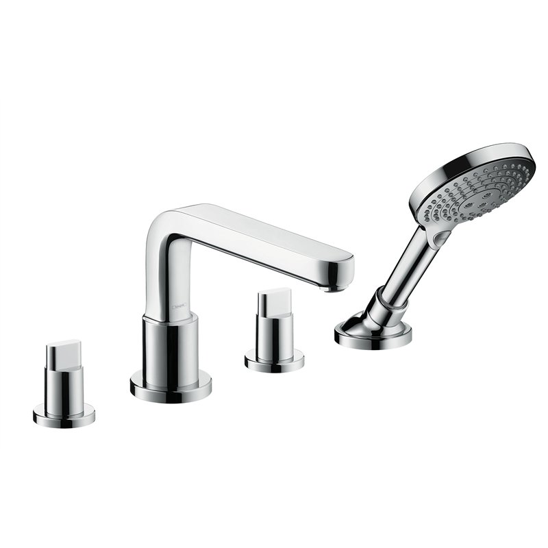 hansgrohe Metris S Set de finition mélangeur 4 trous, bec 220 mm pour montage sur bord de baignoire, chromé, 31447000