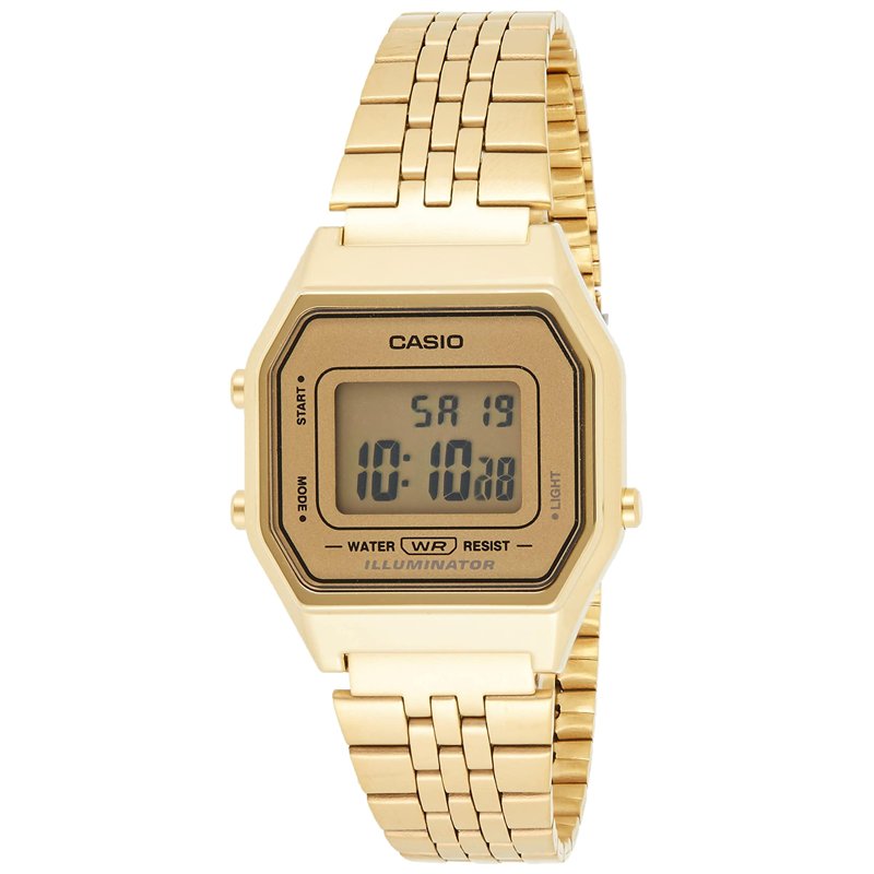 Casio - LA680WGA-9D - Vintage - Montre Femme - Quartz Digital - Cadran LCD - Bracelet Acier plaqué Doré