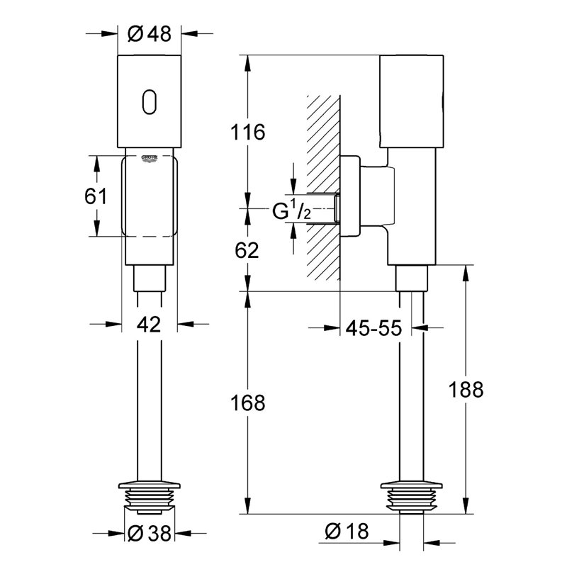 Image secondaire de Grohe Robinet Infrarouge pour Urinoir Tectron Rondo 37421000 (Import Allemagne)