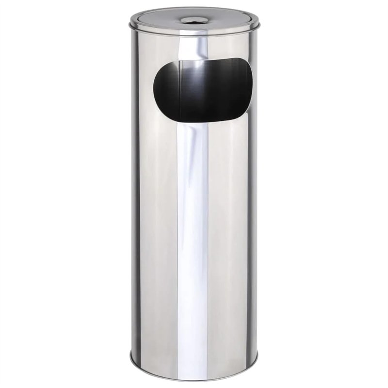 Titre: Cendrier sur pied en Acier inox 18/0 21x58 cm poubelle cendrier poussoir