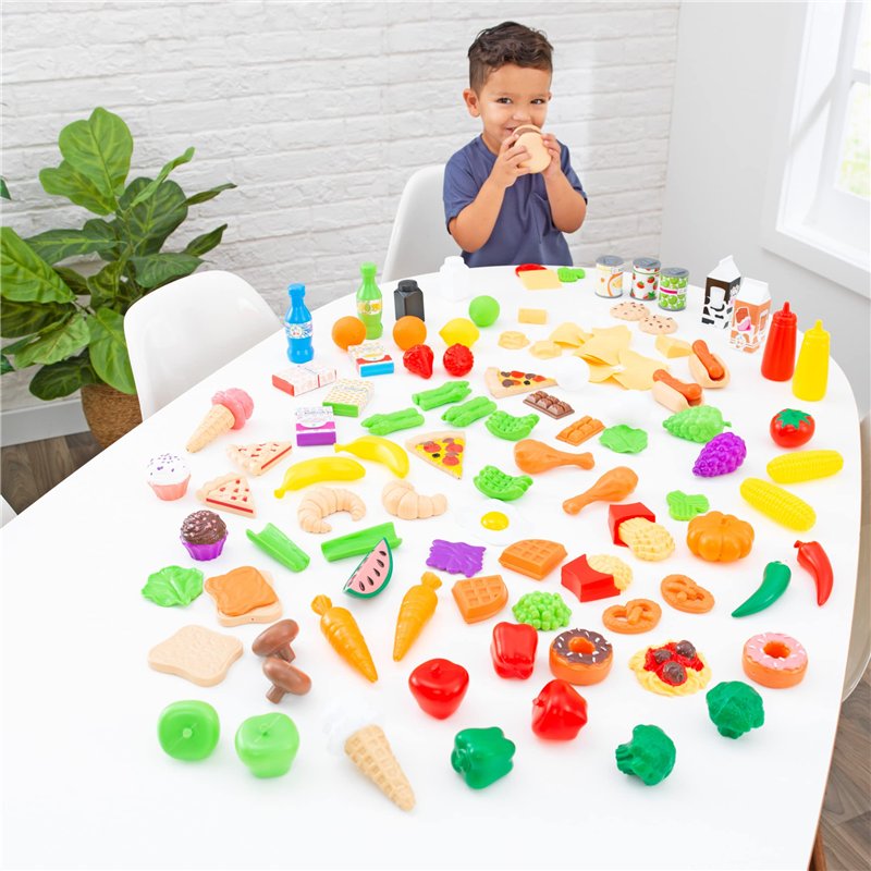Image secondaire de KidKraft 115 Pièces Ensemble de Jouets de Cuisine Tasty Treats, Accessoire pour Dinette, Fruits légumes factices, Accessoires en
