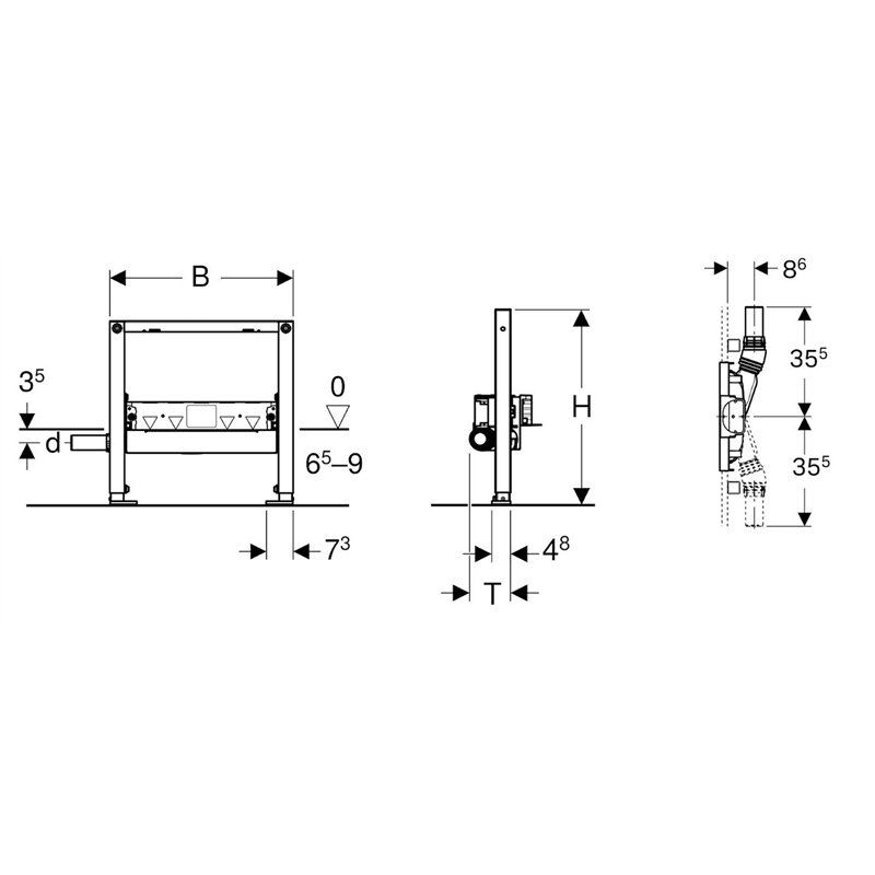 Image secondaire de Geberit Duofix Bâti-support 111,593,00.1-Support mural avec siphon douche hauteur 50 cm hauteur 50 cm d40