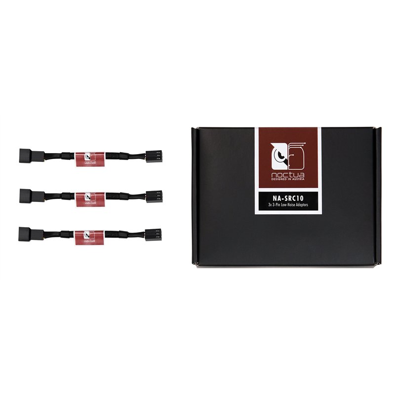 Noctua NA-SRC10, Adaptateurs Faible Bruit 3 Broches pour Ventilateurs de PC (Noir)