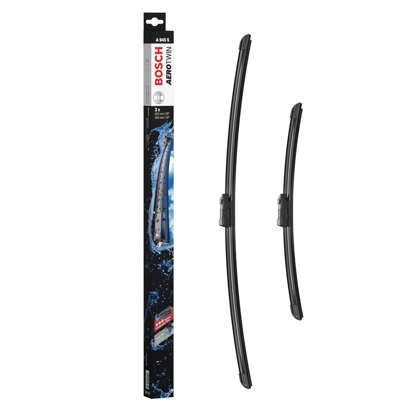 Bosch Balais d'Essuie–Glace Plats Aerotwin A945S, Longueur: 650mm/400mm – 1 Paire de Balais avant
