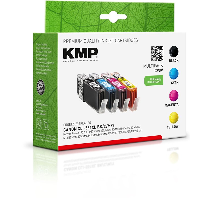 KMP C90V Cartouche d'encre 4 pièce(s) Noir, Cyan, Magenta, Jaune