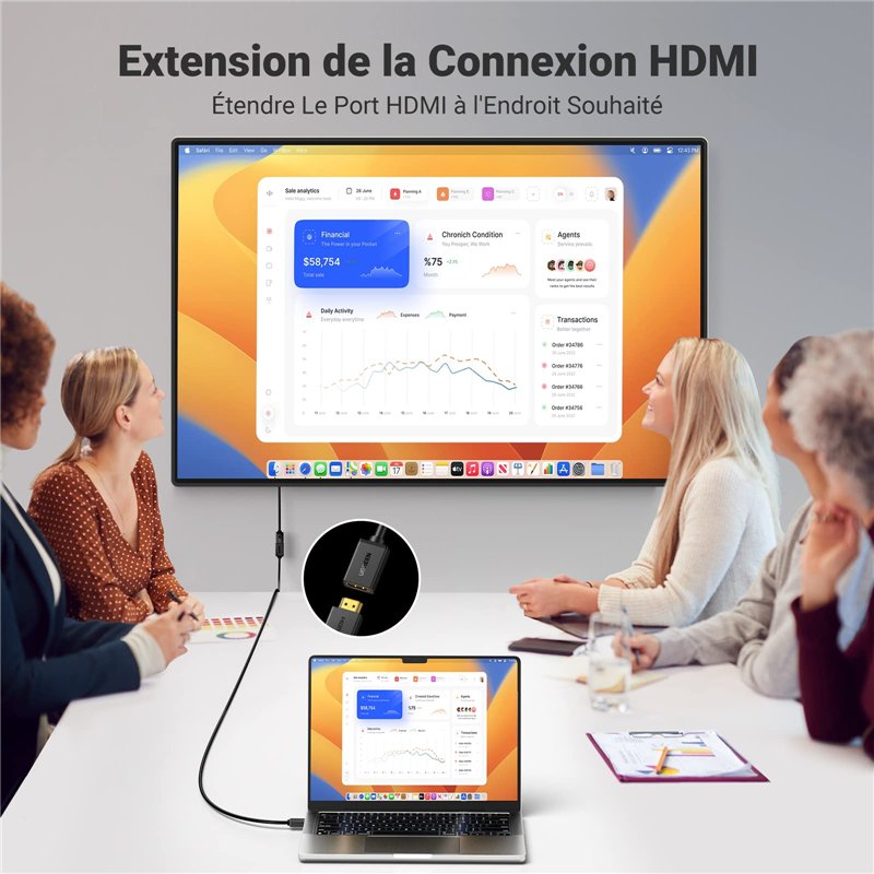 Image secondaire de UGREEN Rallonge HDMI Câble Extension Mâle vers Femelle Câble HDMI 4K 60Hz High Speed Ethernet 18Gbps HDR 3D ARC Compatible avec