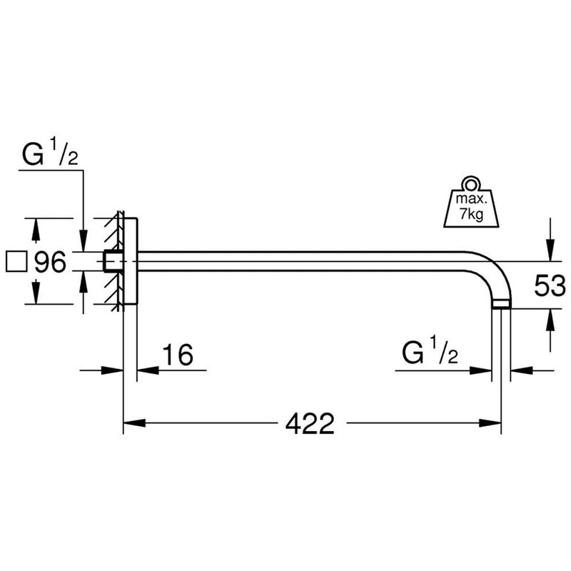 Image secondaire de GROHE 26145000 Bras de Douche, Chrome