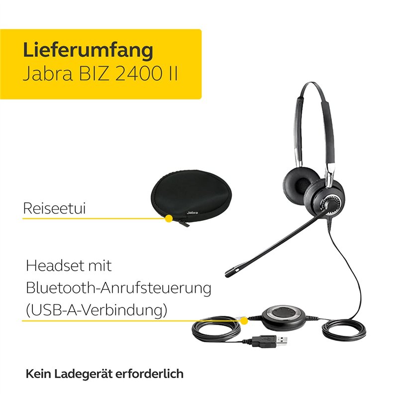 Image secondaire de Jabra B2B BIZ 2400 II Duo USB NOUVELLE GENERATION Microsoft Mic. 82 E-STD, Antibruit, Connexion Bluetooth pour téléphone GSM, Ce