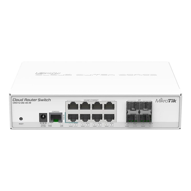 Mikrotik CRS112-8G-4S-IN commutateur réseau L3 Gigabit Ethernet (10/100/1000) Connexion Ethernet, supportant l'alimentation Via