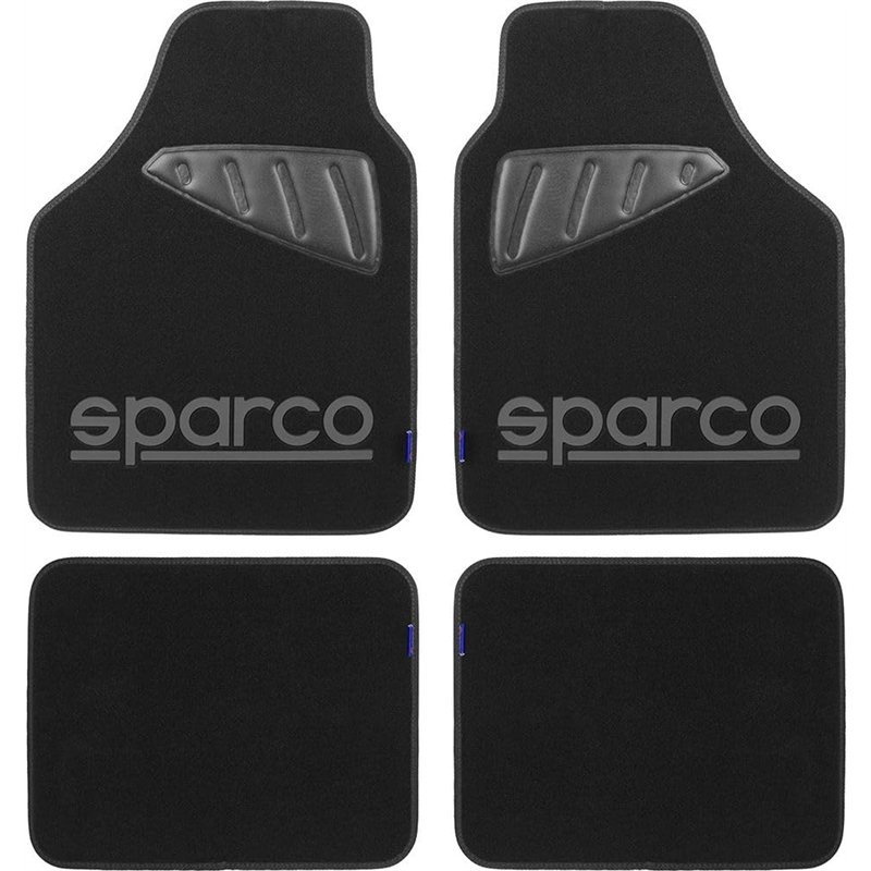 Sparco 4 pièces Tapis universels avec éraflures Gauche Logo/Droite Gris Tapis Noir