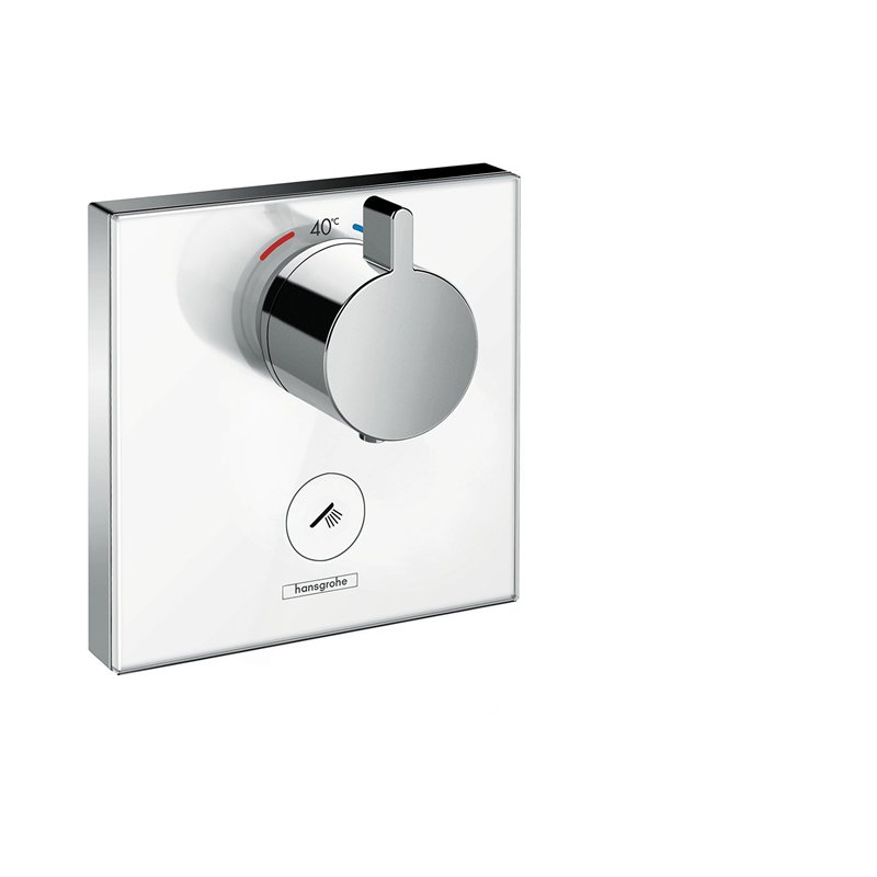 hansgrohe ShowerSelect Glas Set de finition en verre pour mitigeur thermostatique encastré haut débit avec une sortie permanente