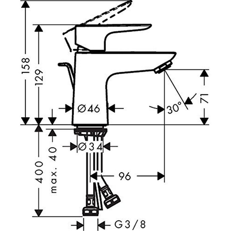 Image secondaire de hansgrohe Talis E Mitigeur de lavabo 80 CoolStart avec tirette et vidage, chromé, 71703000