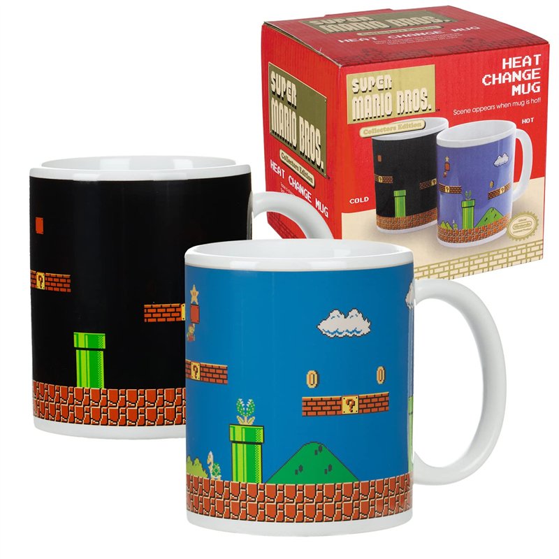 Super Mario Tasse Changeante de Chaleur - Marchandise Officielle, Révèle Écran Niveau Mario avec Boisson Chaude, Cadeau Original