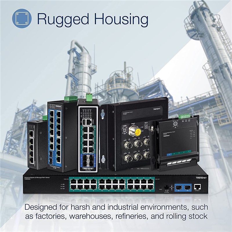 Image secondaire de TRENDnet 6PORT Hardened INDUSTRL GIGABIT POE Layer 2 MNGD DIN-Rail Switch Noir