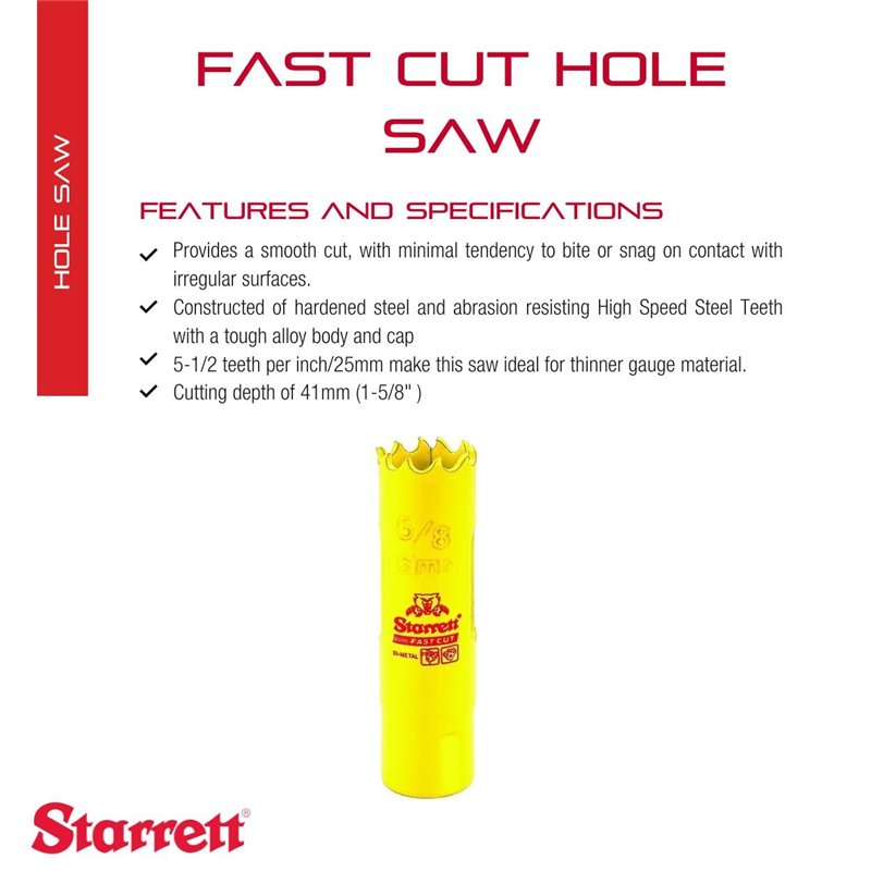 Image secondaire de Starrett 63 fch016 – Scie trépan (16 mm) de couleur jaune